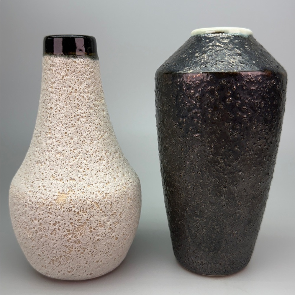 Pair of MCM Style CB2 Lava Vases